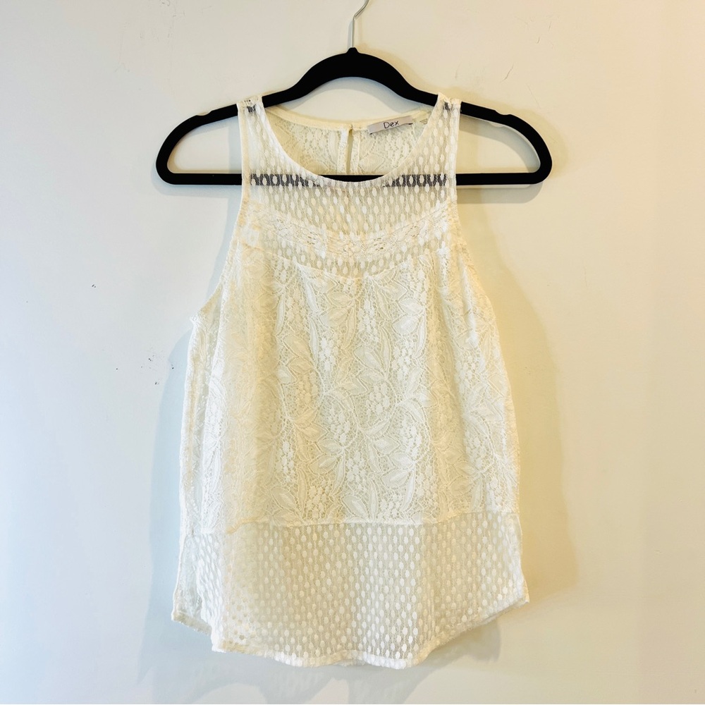 Dex | White Lace Sleeveless Blouse